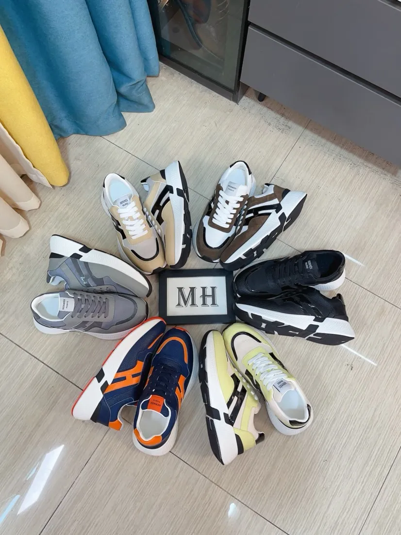 Men's shoes💰580🌸🌸【HERMES】Hermès high-end quality original shoe upper: 🔝tumbled calfskin, suede calfskin, shoe body sewn H totem, outsole: ultra-light TPU foam·rubber; two-color molded outsole, ultra-high quality control·fine workmanship: highlighting (high-end·luxury·grade) 38-44 (45 can be customized)